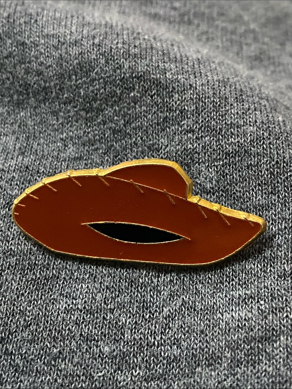 Disney Pin Character Brown Enamel Lip Brooch with Gold Trim - Toy Story